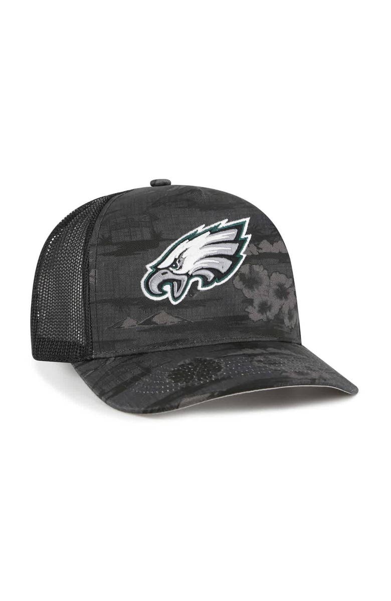 '47 Men's '47 Black Philadelphia Eagles Fiji Trucker Adjustable Hat, Alternate, color,