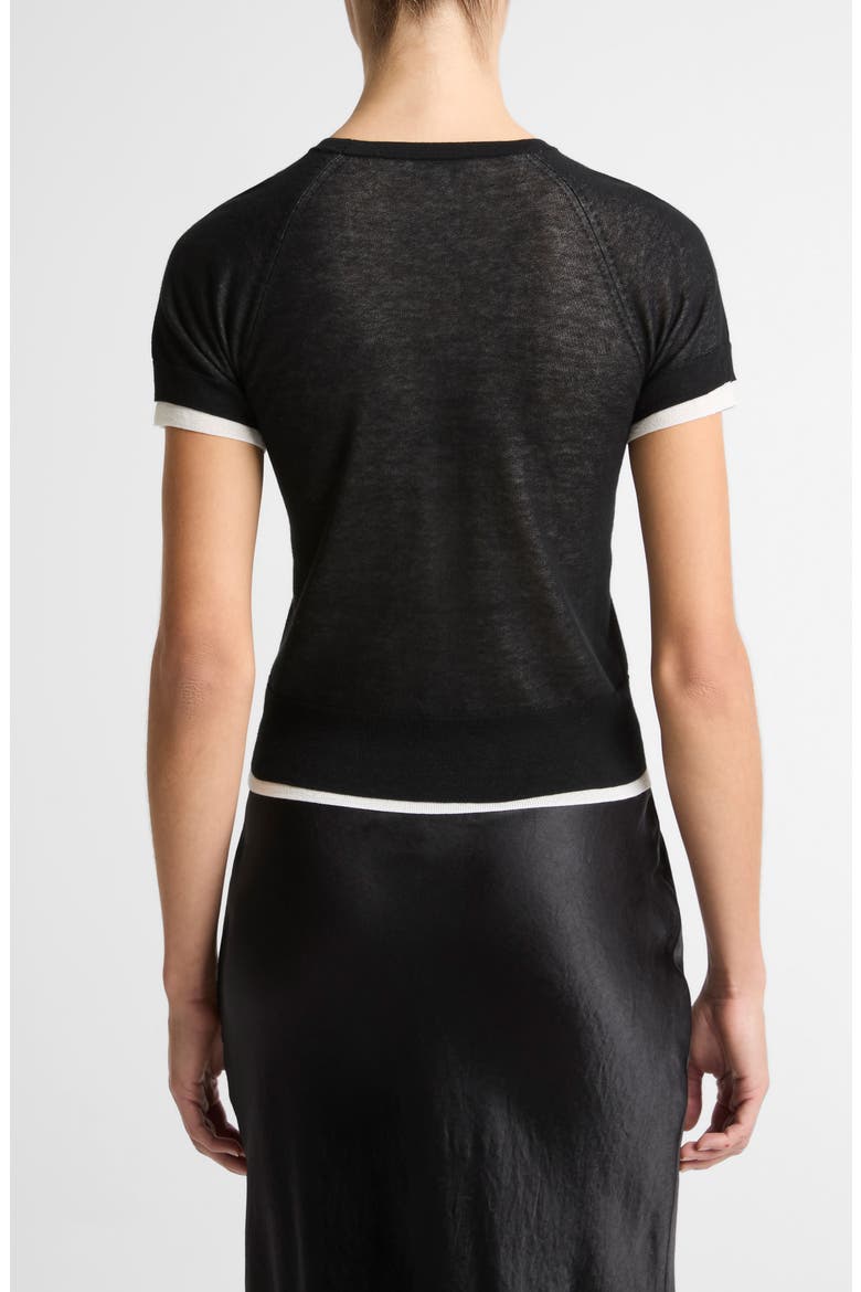 Double Layer Raglan Short Sleeve Sweater, Alternate, color, BLACK/ OFF WHITE