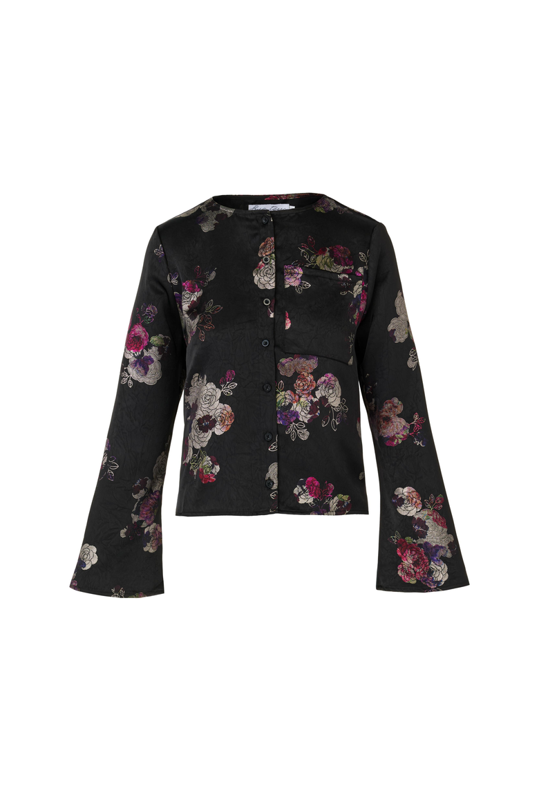 Olivia Blouse, Alternate, color, Black Floral