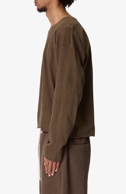Mnml Raw Hem Oversize Long Sleeve T-shirt In Brown