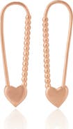 Spero London Heart Beaded Safety Pin Sterling Silver Earring