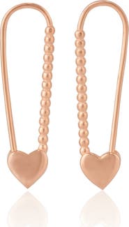 Spero London Heart Beaded Safety Pin Sterling Silver Earring