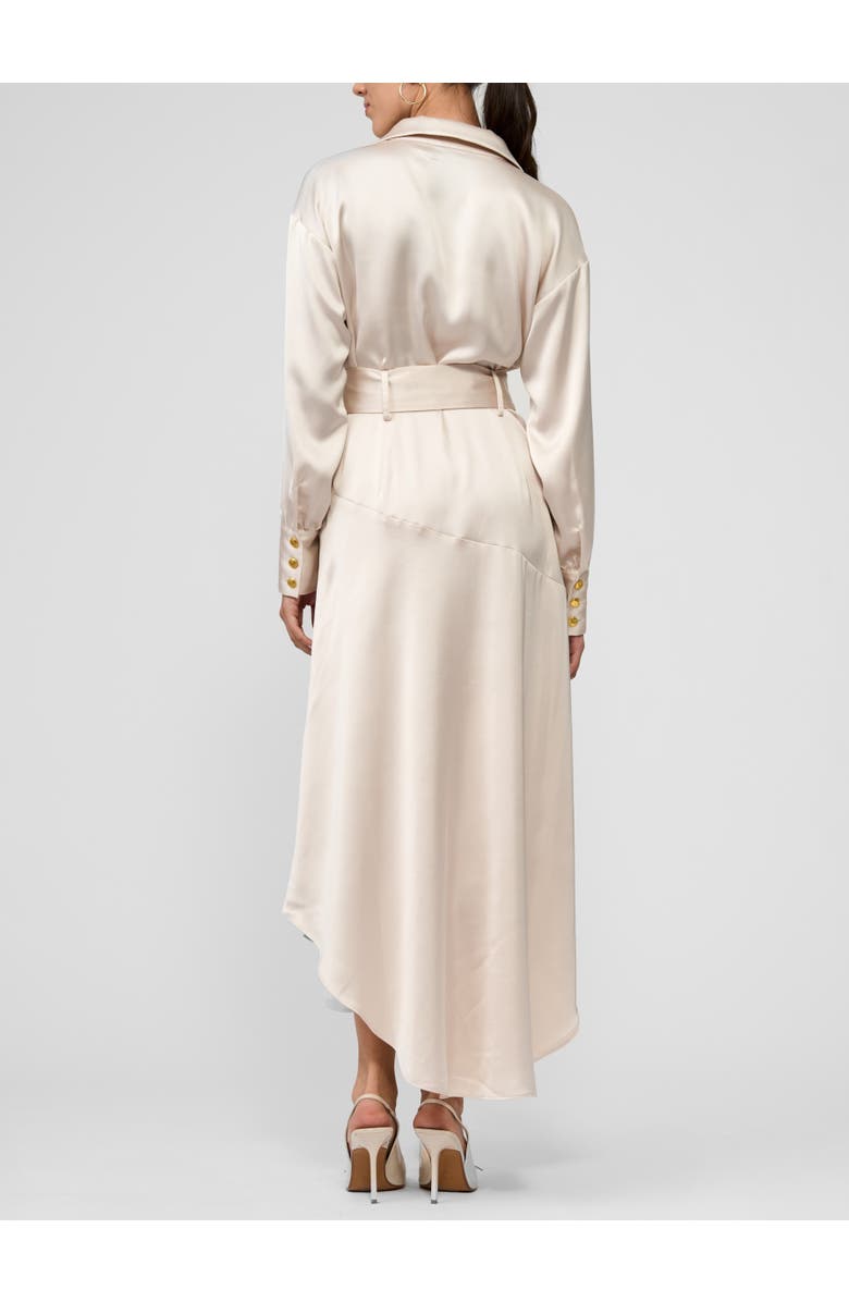 RACHEL Rachel Roy Gilian Long Sleeve Satin Shirt Dress, Alternate, color, Light Silver Grey