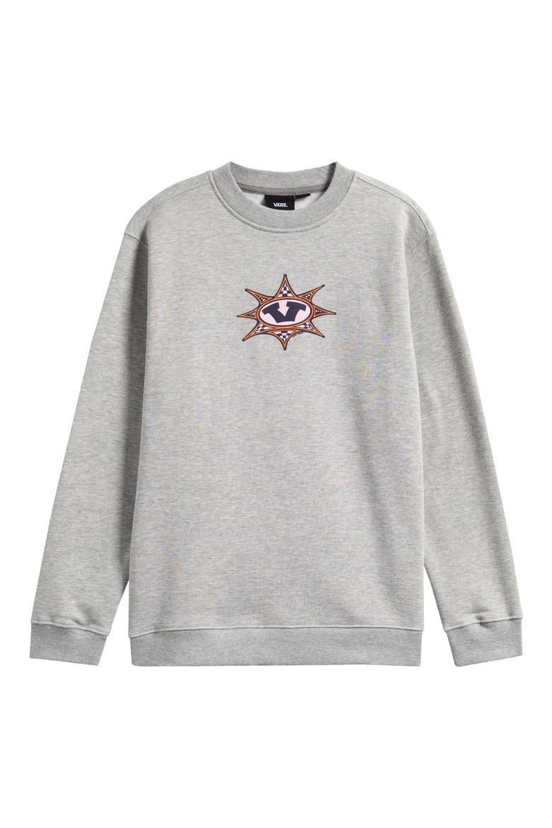 Kids' Star Checker Cement Cotton Blend Sweatshirt, Main, color, CEMENT HEATHER