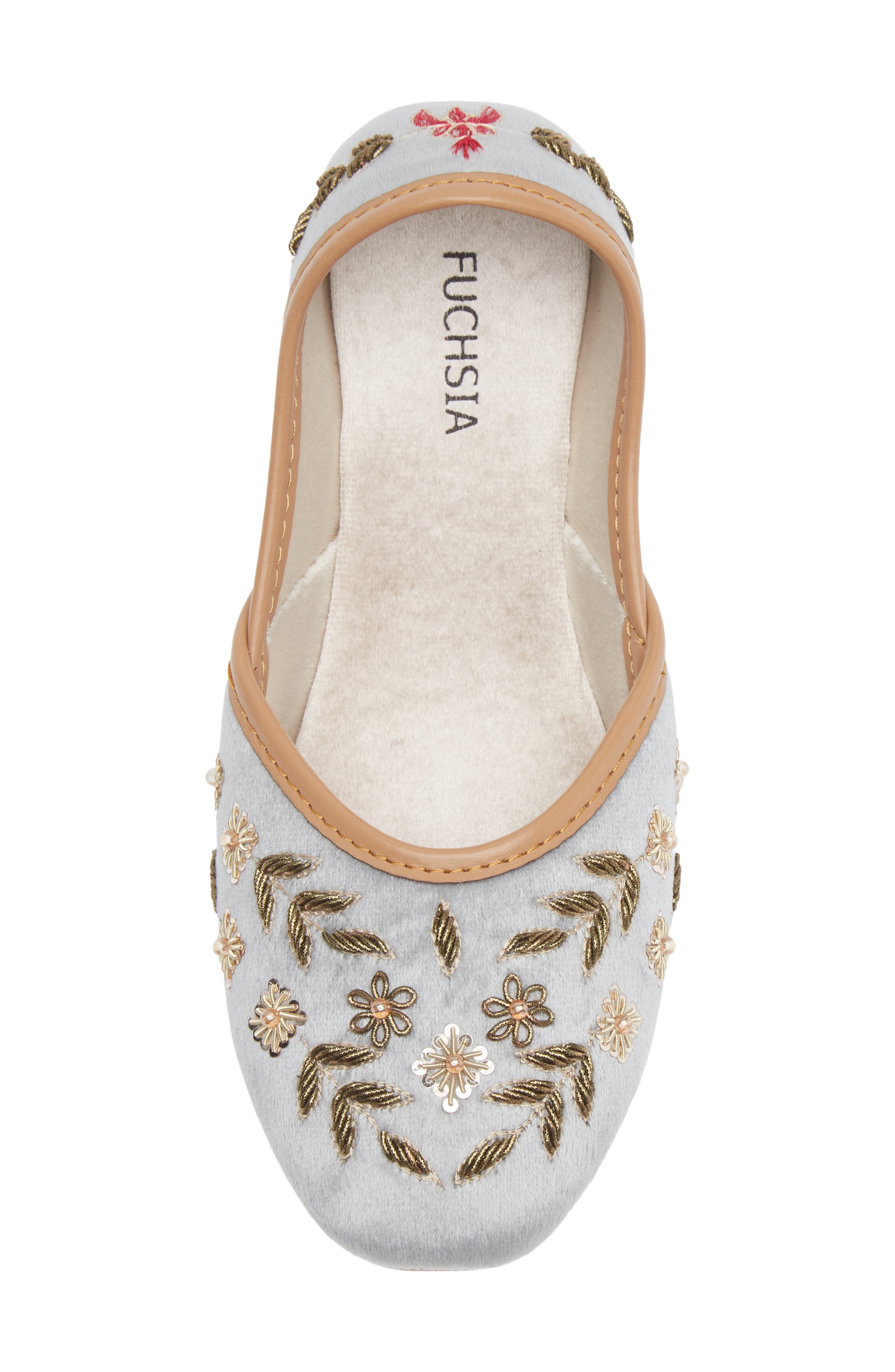 FUCHSIA Nawal Embroidered Flat, Alternate, color, Gray