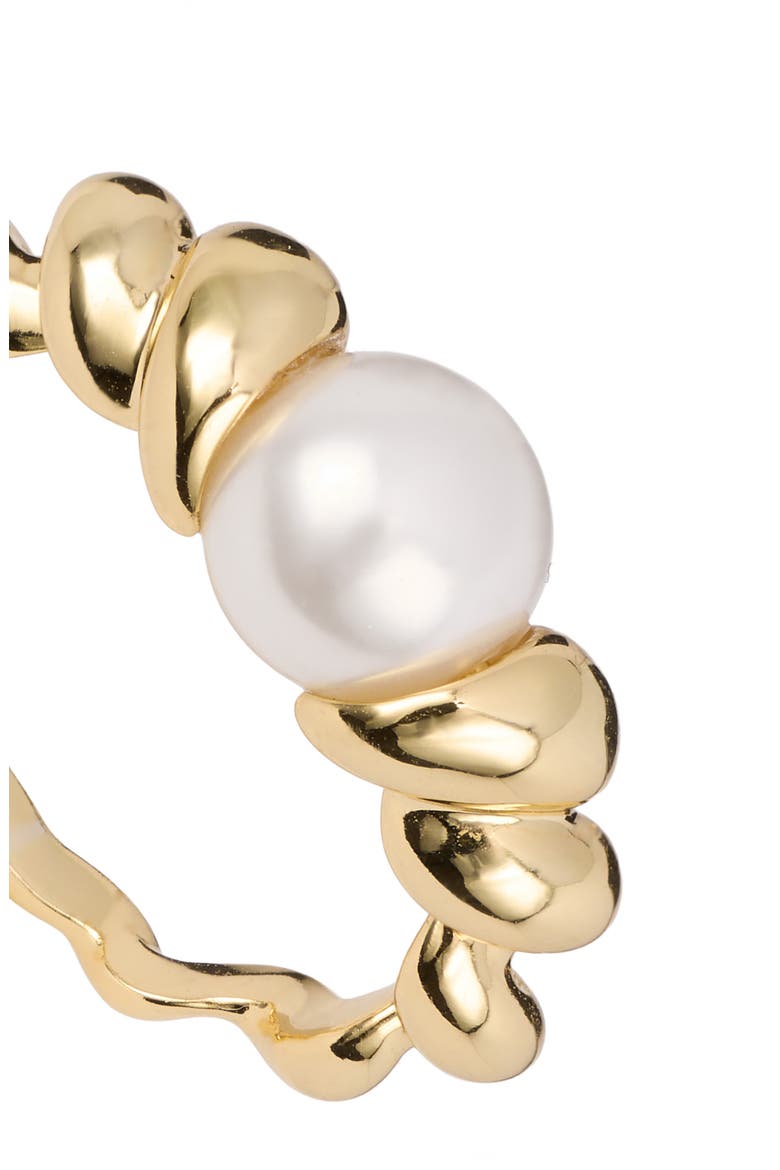 Simulated Pearl Band Ring, Alternate, color, GOLD
