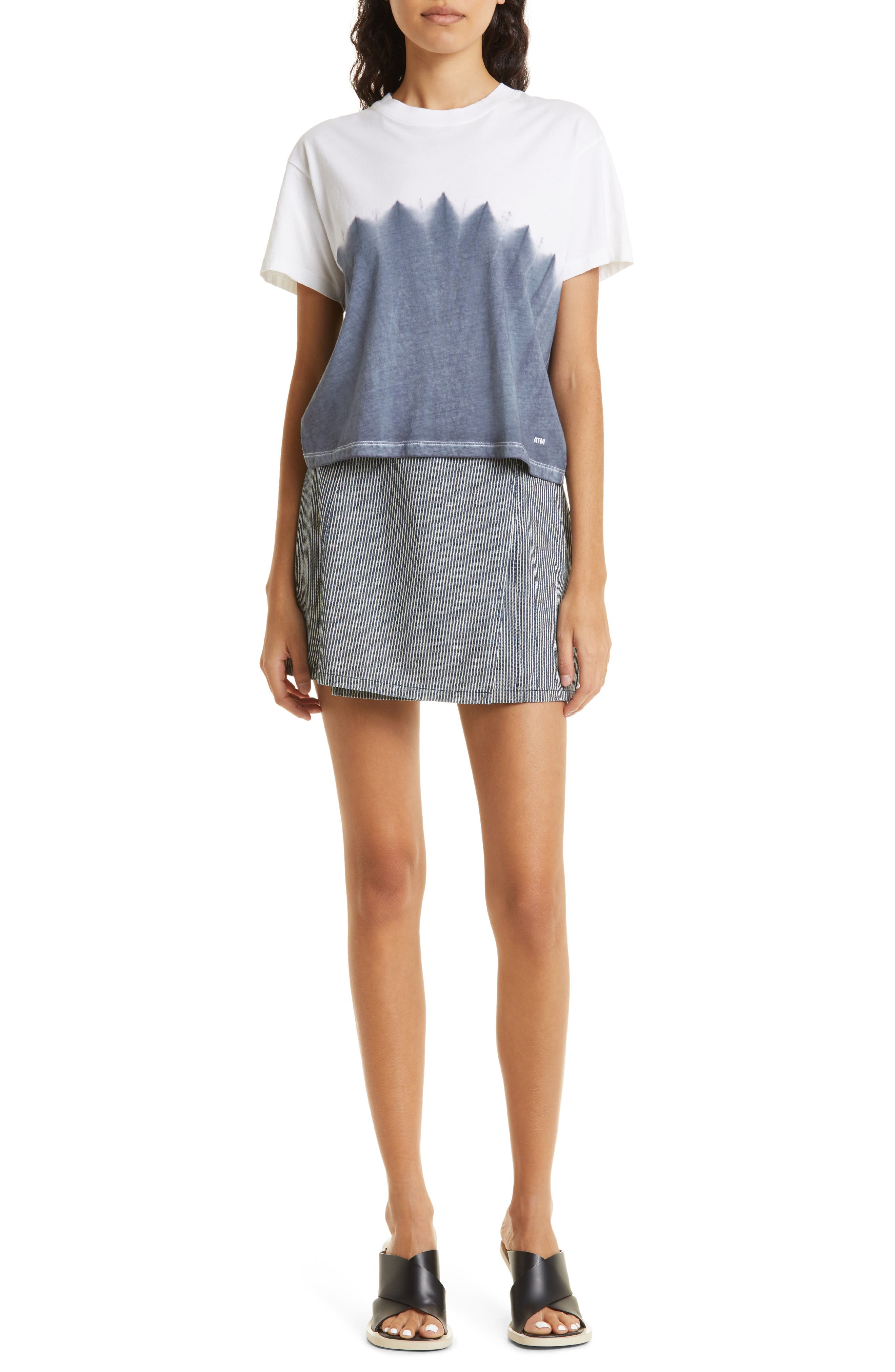 Ticking Stripe Wrap Miniskirt - image 2