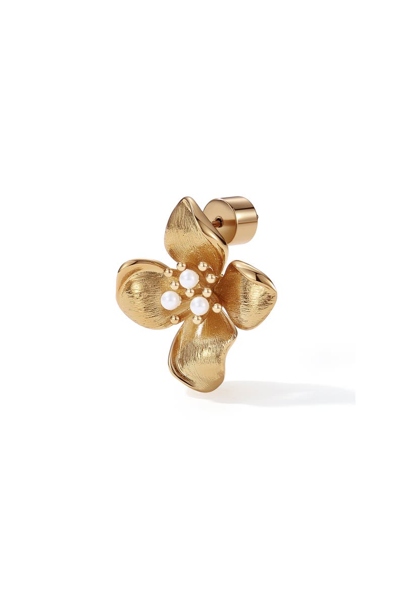 Large Iris Blossom Stud Earrings, Alternate, color, Gold & White