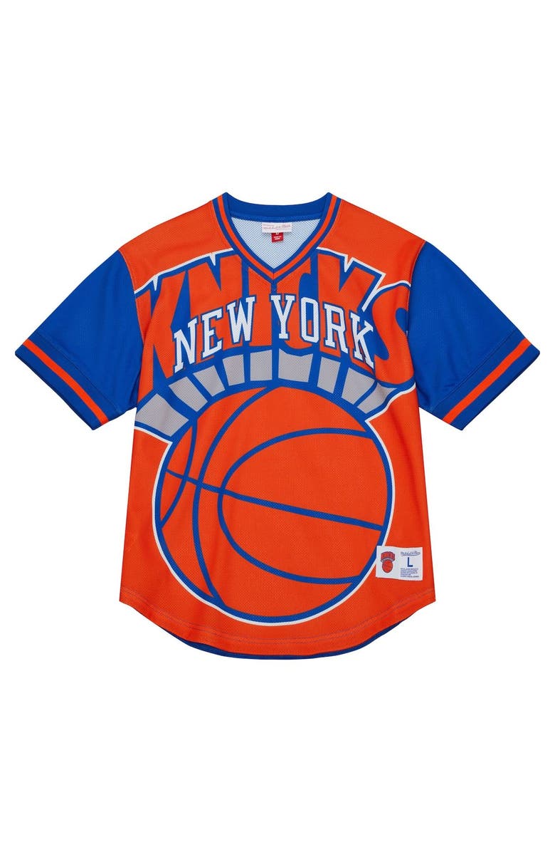 Mitchell & Ness Men's Mitchell & Ness  Orange New York Knicks Jumbotron 3.0 Mesh V-Neck T-Shirt, Alternate, color, Orange