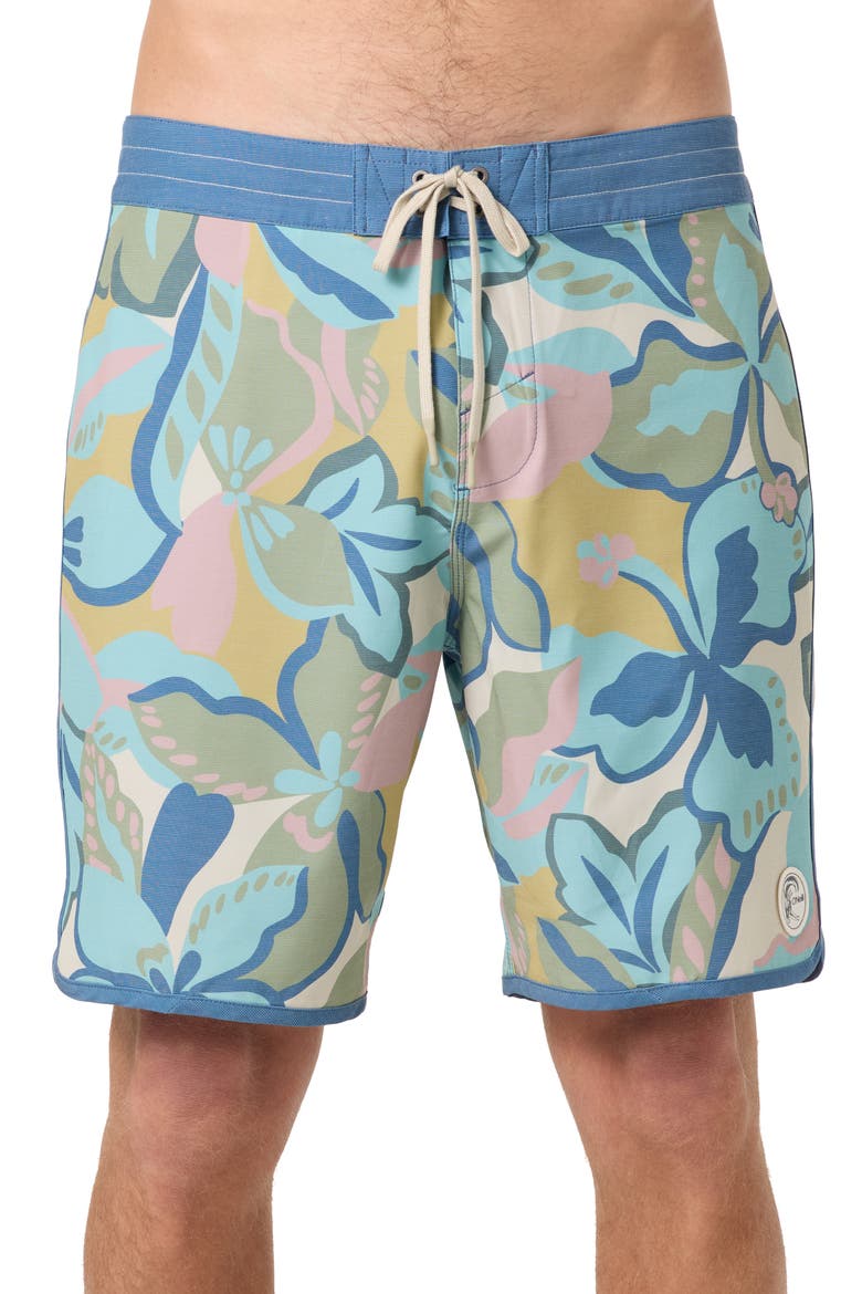 OG Print Scallop Board Shorts, Main, color, BLUE FUSION