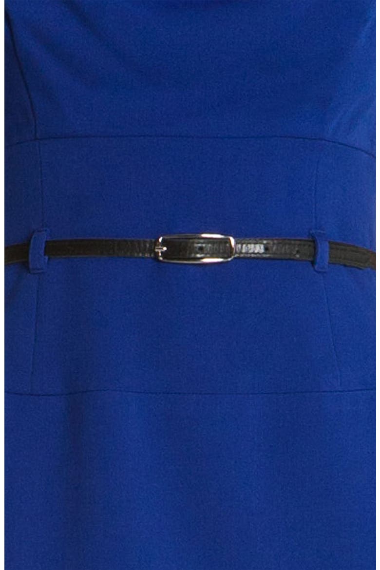 Jackie Belted Stretch Gabardine Sheath Dress, Alternate, color, COBALT