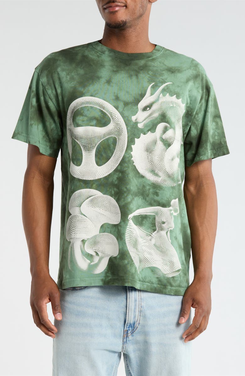 PLEASURES Disfunction Graphic T-Shirt, Main, color, Green Dye