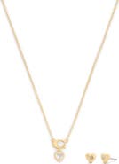 COACH Cubic Zirconia Heart Necklace & Stud Earrings Boxed Set