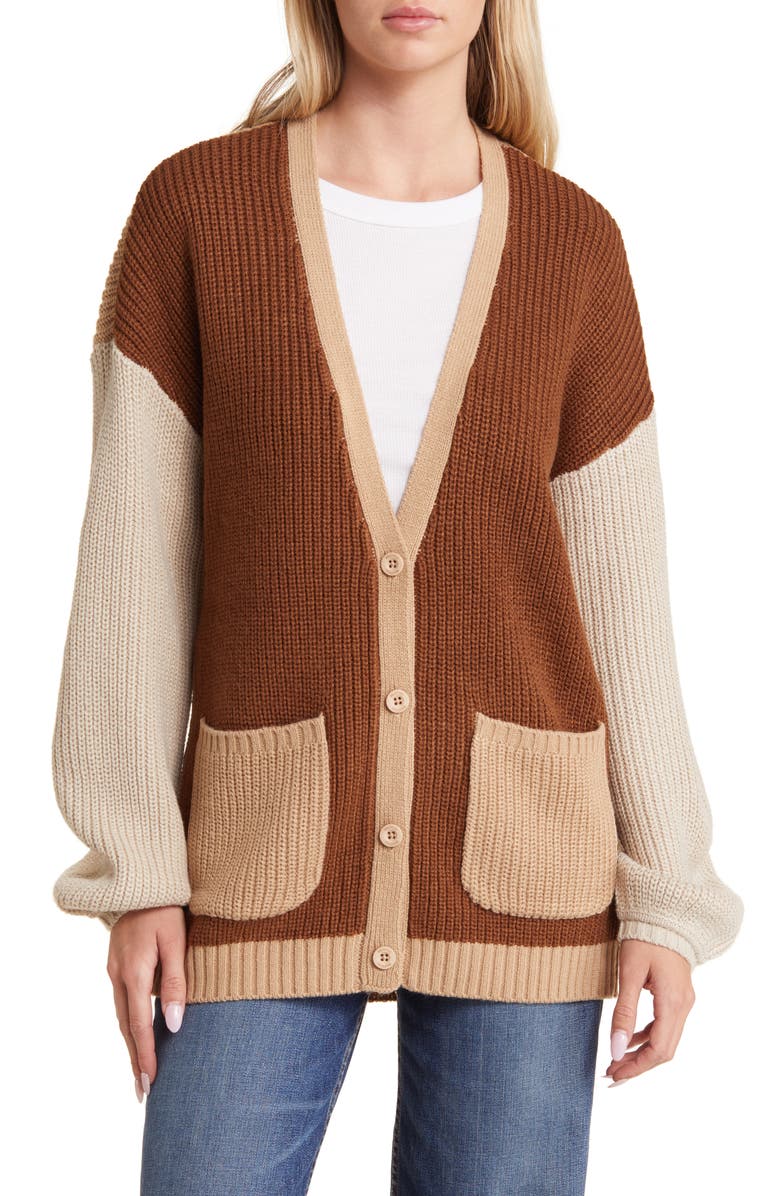 Brixton Ashberry Colorblock Balloon Sleeve Cardigan, Alternate, color, 