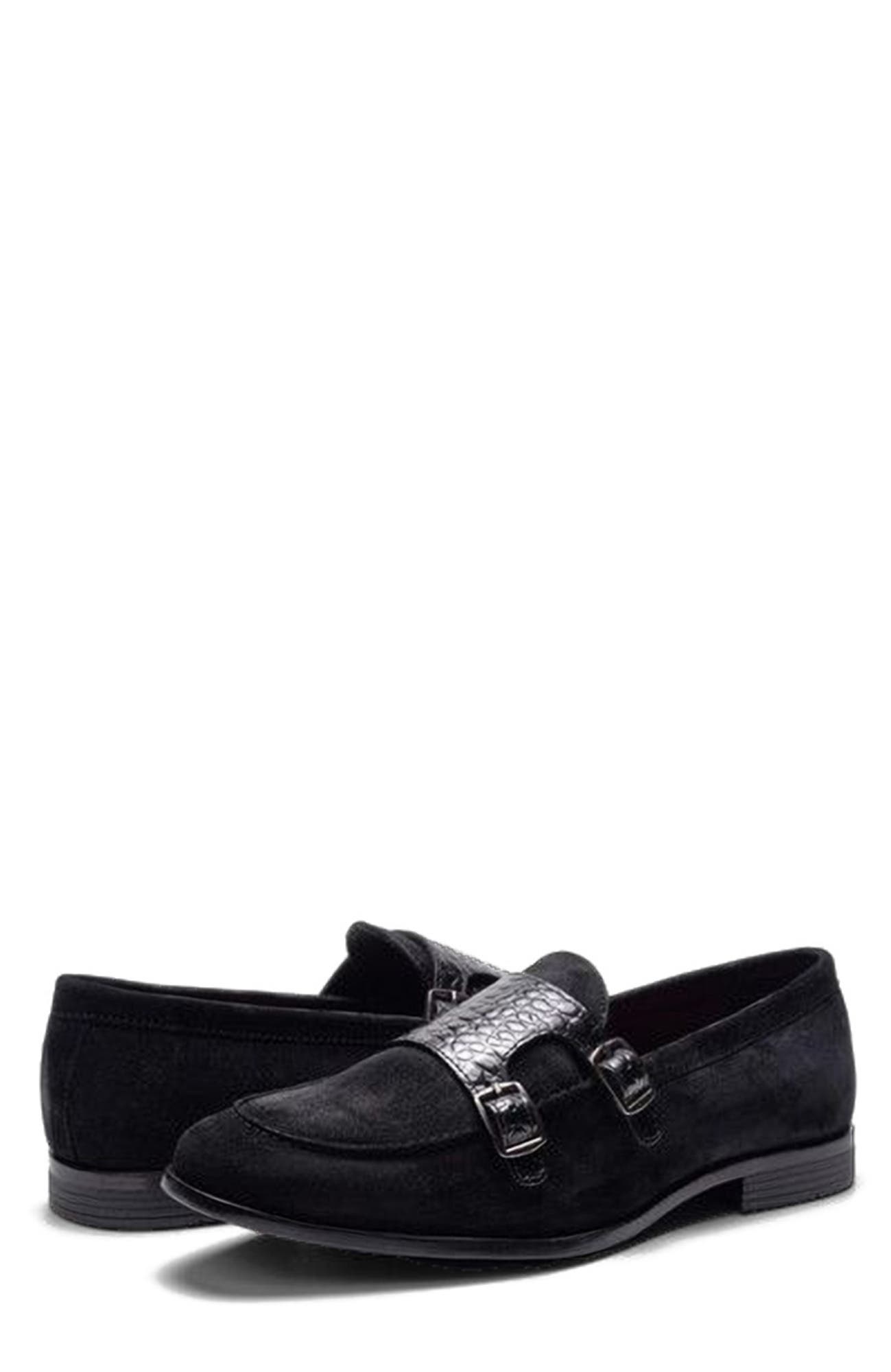 CARLOS SANTANA Virtuoso Double Monk Loafer, Alternate, color, Black Croco Print