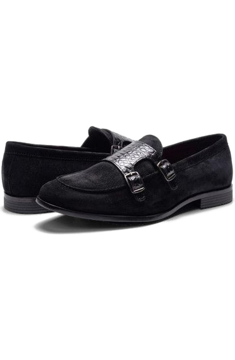 CARLOS SANTANA Virtuoso Double Monk Loafer, Alternate, color, Black Croco Print
