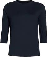 Majestic Filatures Soft Touch Semi Relaxed 3/4 Sleeve Boatneck