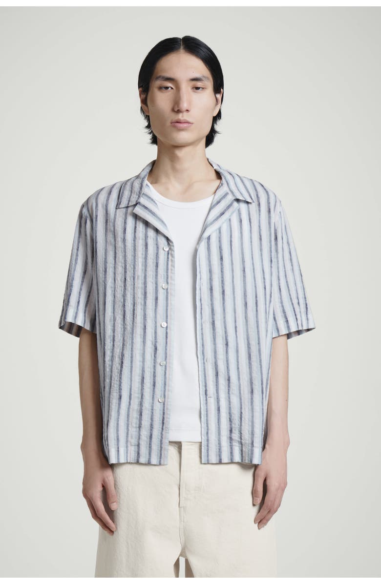 COS Striped Resort Shirt, Main, color, Brown / Striped