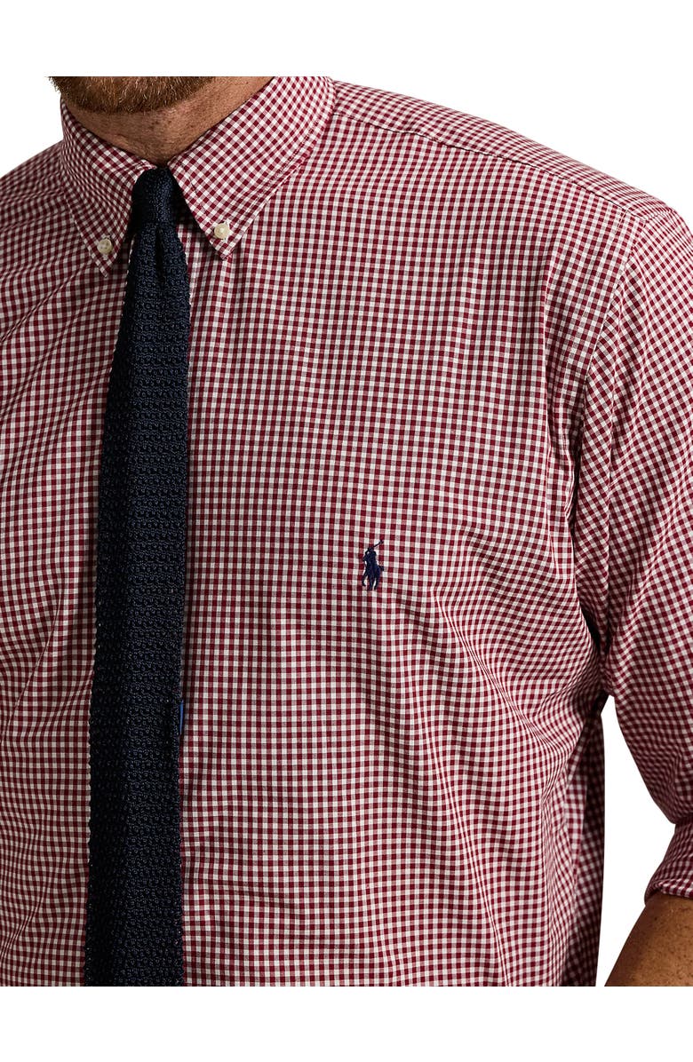 Polo Ralph Lauren Big & Tall Gingham Stretch Poplin Sport Shirt, Alternate, color, Classic Wine White