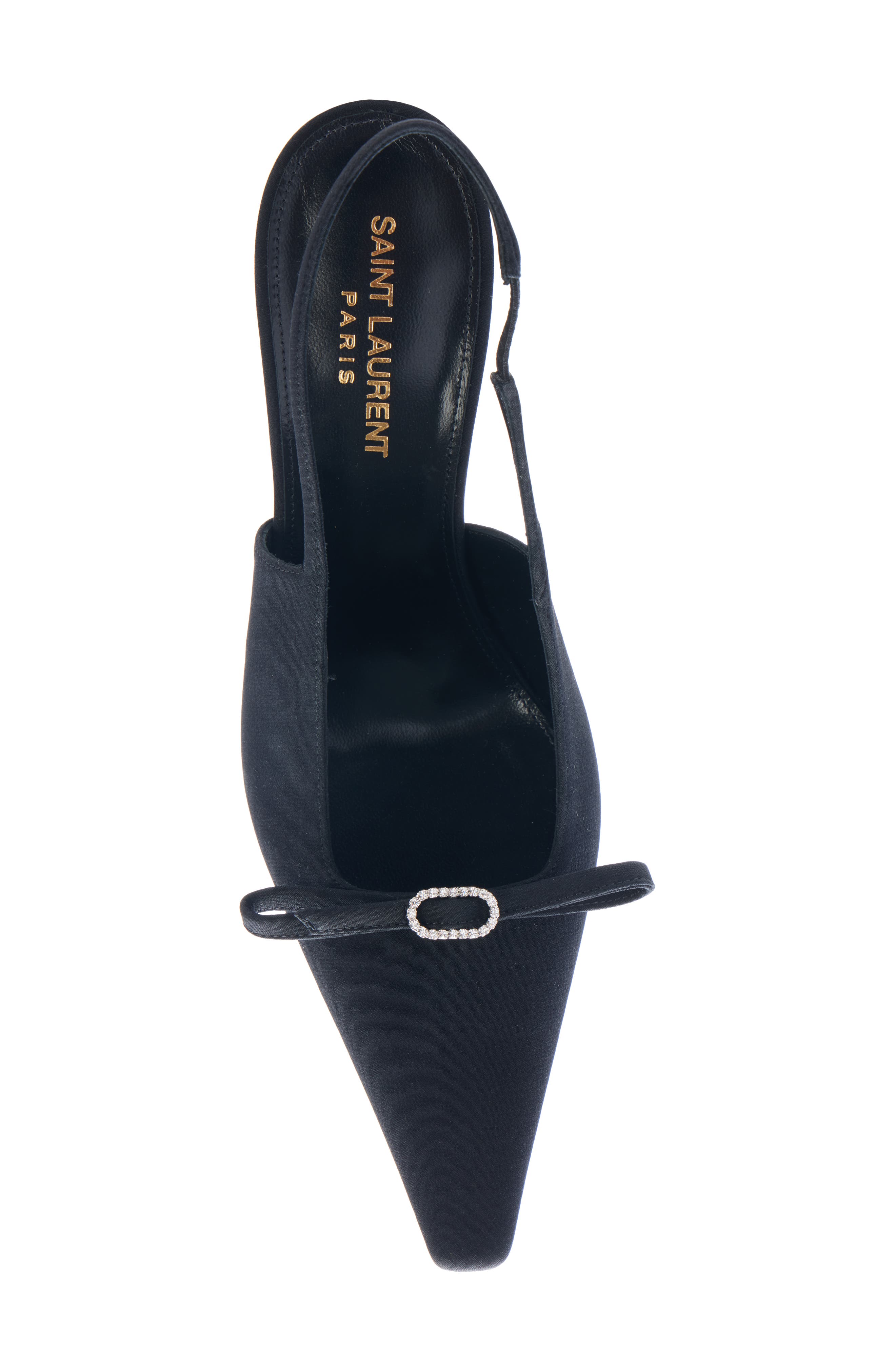 Bow Line Pointed Toe Slingback Pump, Alternate, color, BLACK