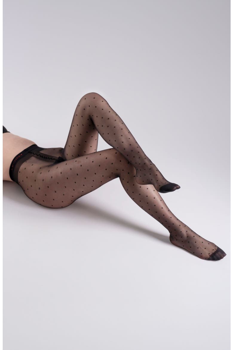 Polka Dot Tights, Alternate, color, BLACK