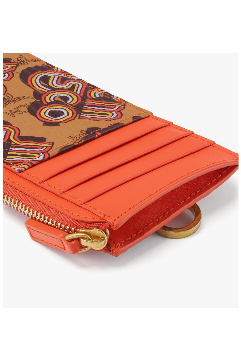 Aren Lanyard Card Holder in Disco Visetos, Alternate, color, Cognac