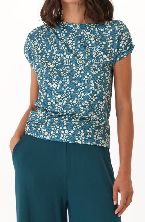 Threads 4 Thought Leoni Floral Boatneck Knit Top In Green
