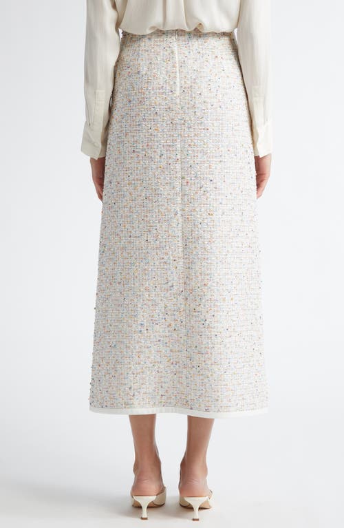 Giambattista Valli Button Front Tweed A-line Skirt In Ivory Multicolor