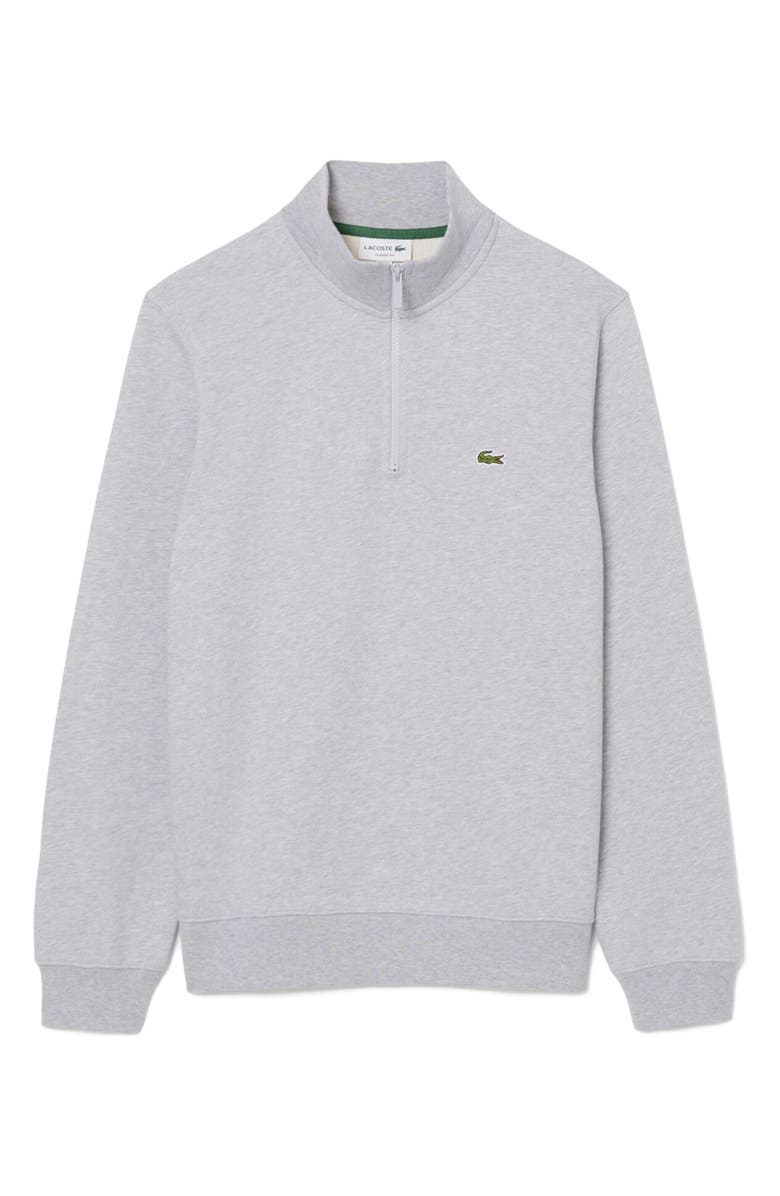 Lacoste Cotton Fleece Half Zip Pullover, Main, color, Silver Chine