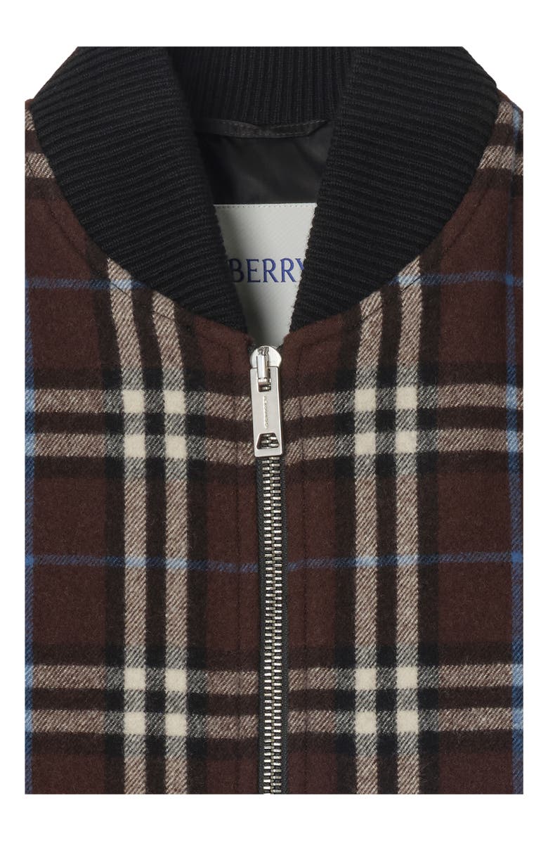 Burberry Check Wool Bomber Jacket, Alternate, color, Snug Brown