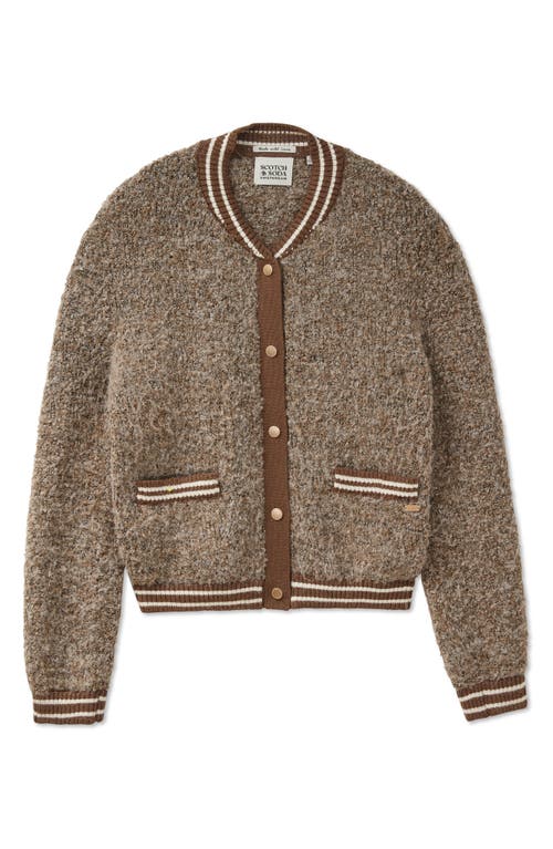 Scotch & Soda Bouclé Bomber Jacket In Brown