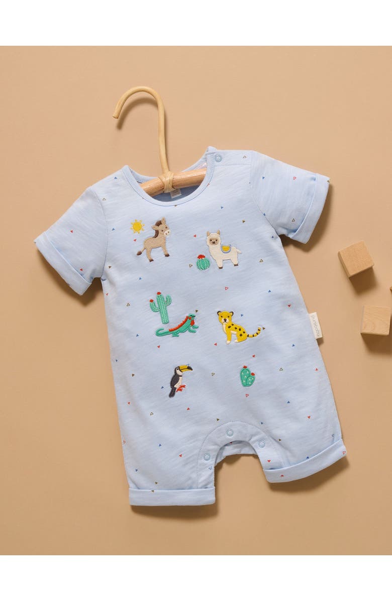 Purebaby Animal Fiesta Short Romper, Alternate, color, Mini Triangle Print