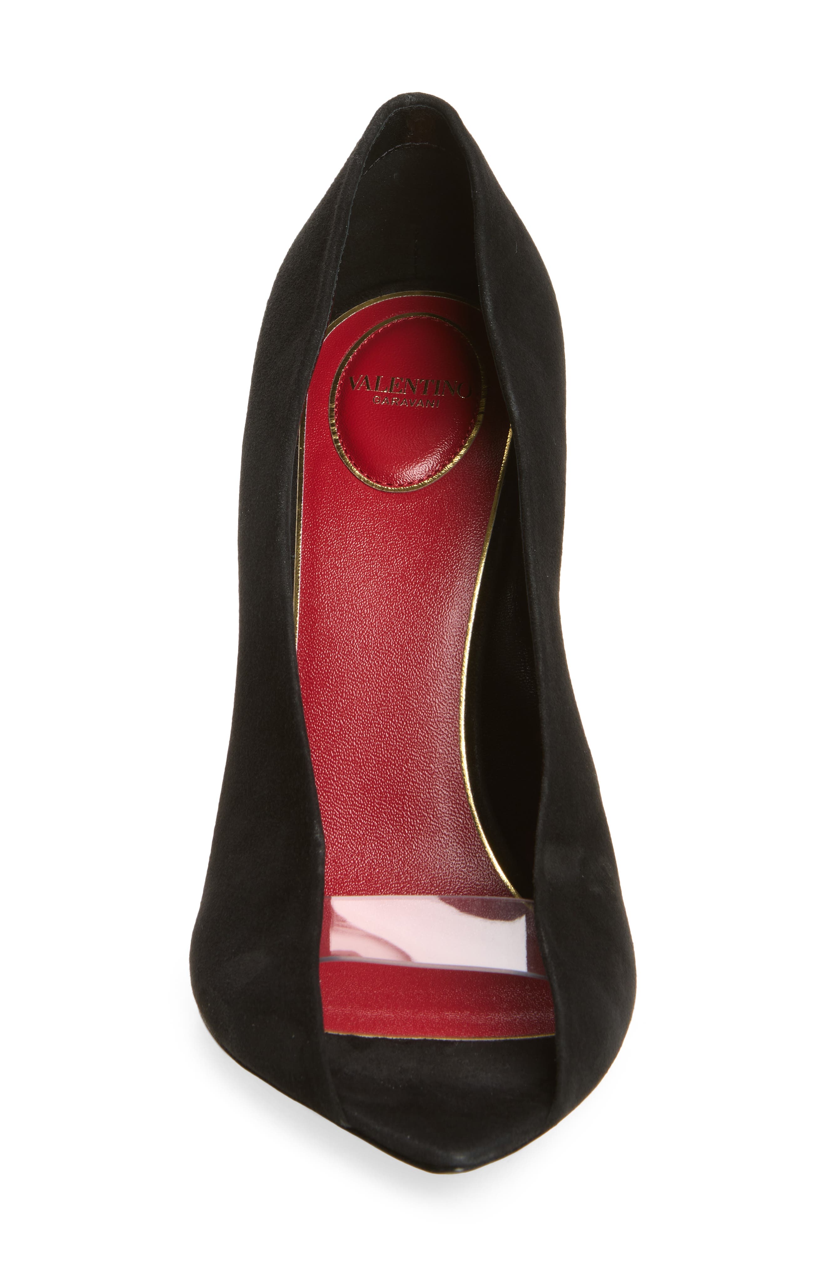 Valentino Garavani Open Toe Révélé Suede Pump, Alternate, color, Black
