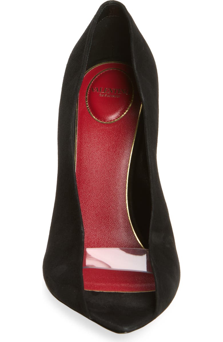 Valentino Garavani Open Toe Révélé Suede Pump, Alternate, color, Black