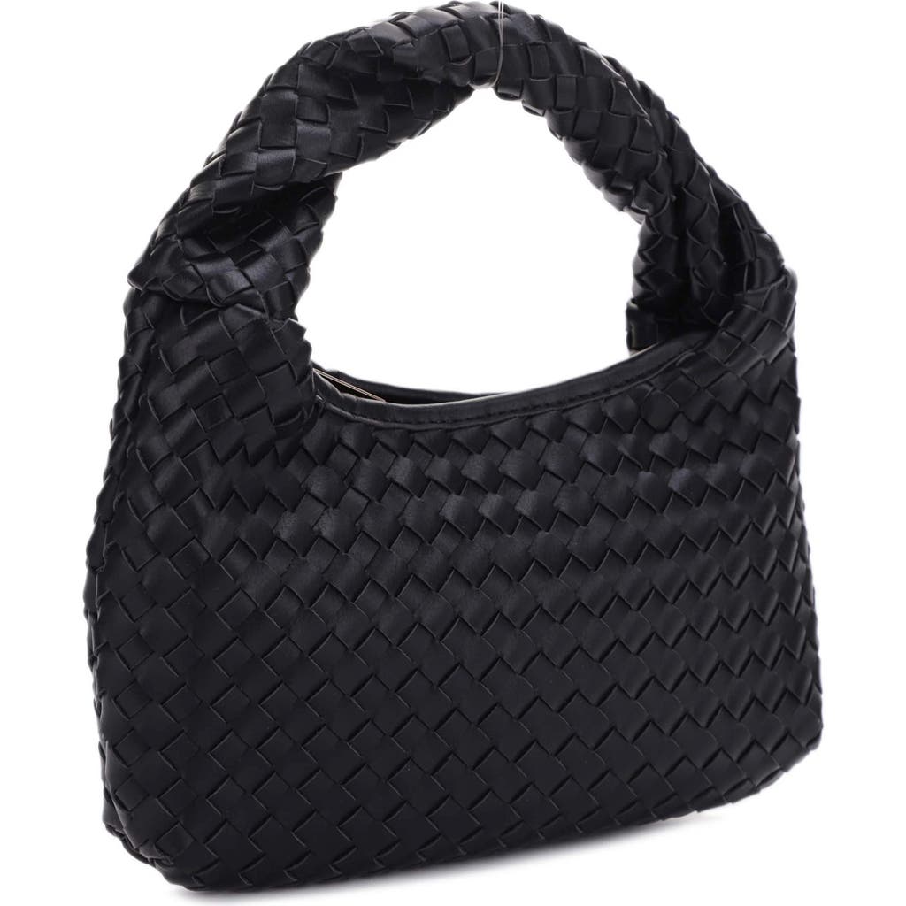 Emperia Libby Diamond Weave Twist Handle Shoulder Bag In Black