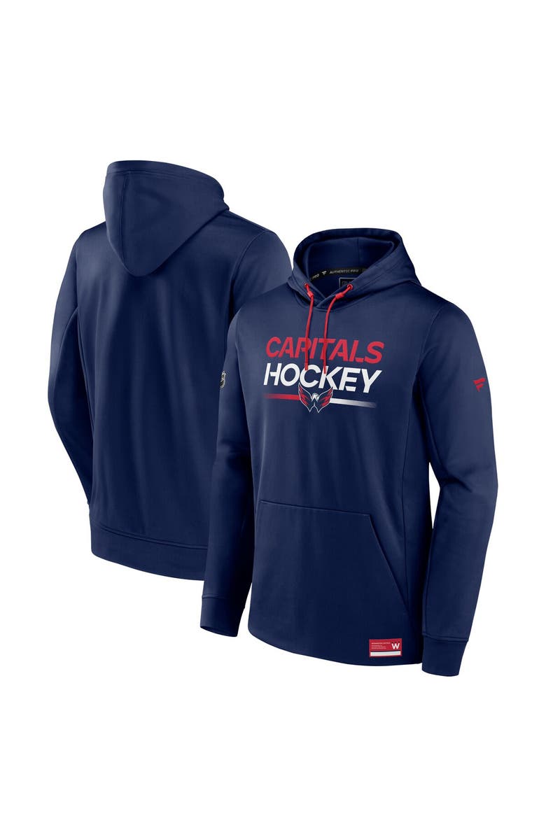 FANATICS Men's Fanatics Branded Navy Washington Capitals Authentic Pro Pullover Hoodie, Alternate, color,