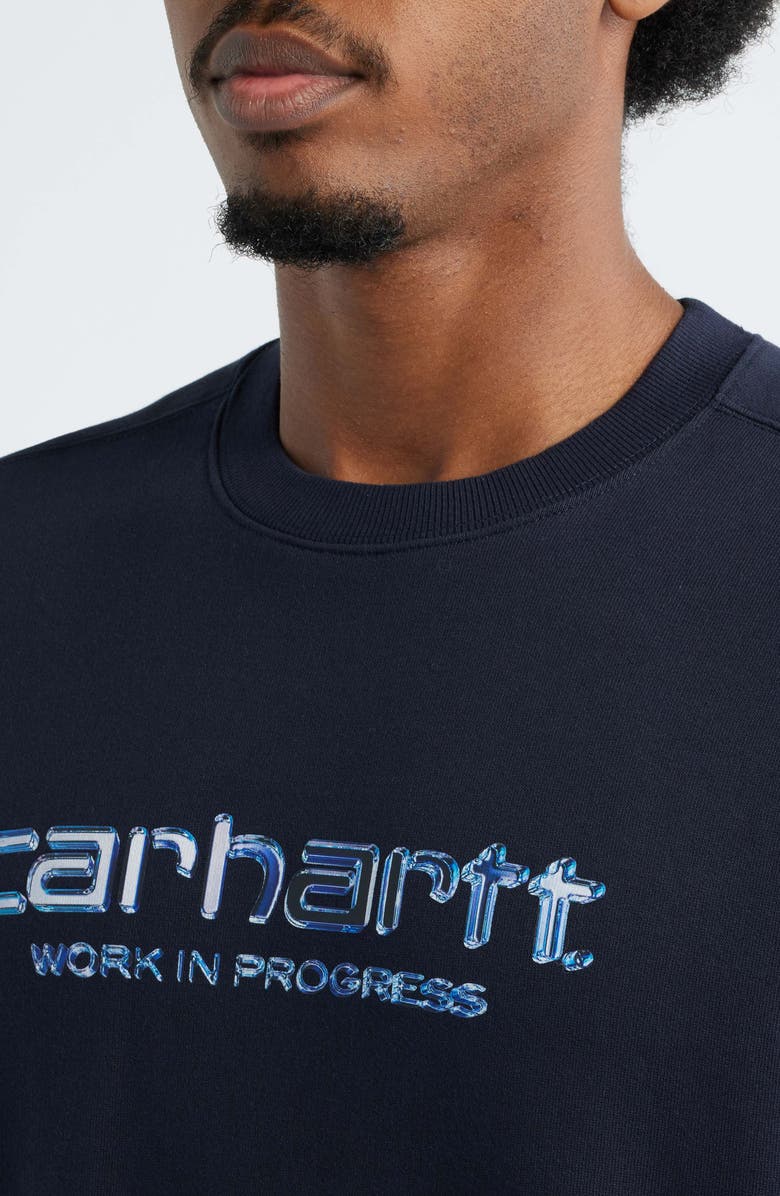 Carhartt Work In Progress Solar Chrome Cotton Graphic Sweatshirt, Alternate, color, Dark Navy