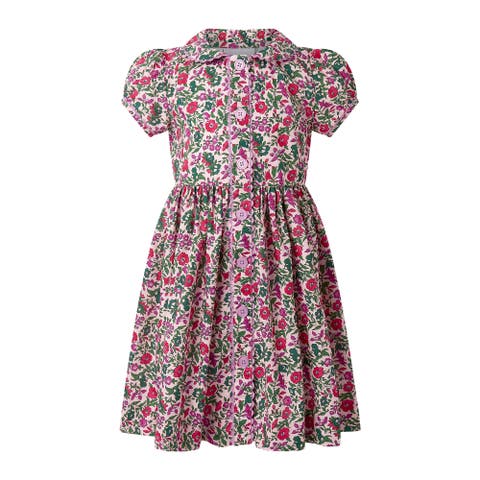 Pink Floral Button-Front Dress