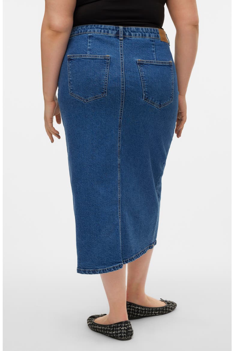 Veri Denim Midi Skirt, Alternate, color, MEDIUM BLUE DENIM