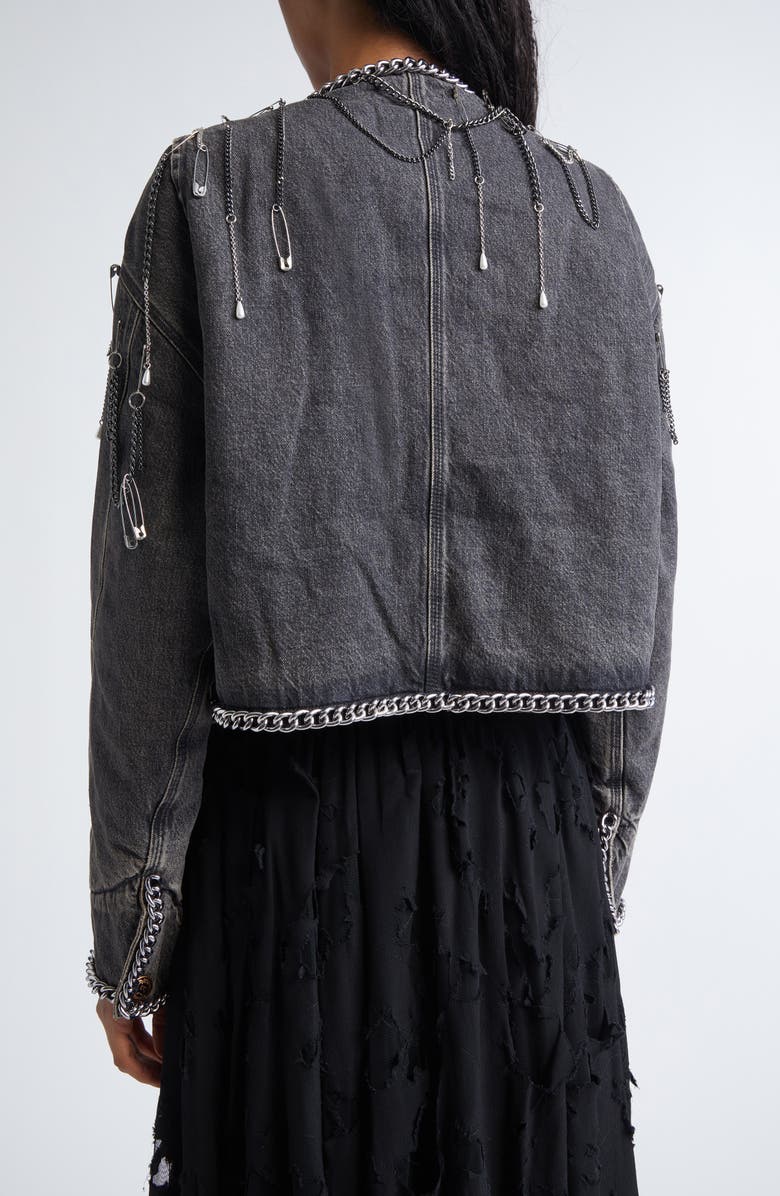 R13 Chain Embellished Denim Chore Jacket, Alternate, color, Dusky Grey