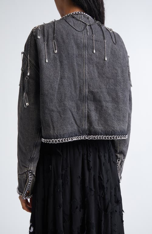 R13 Chain Embellished Denim Chore Jacket In Gray