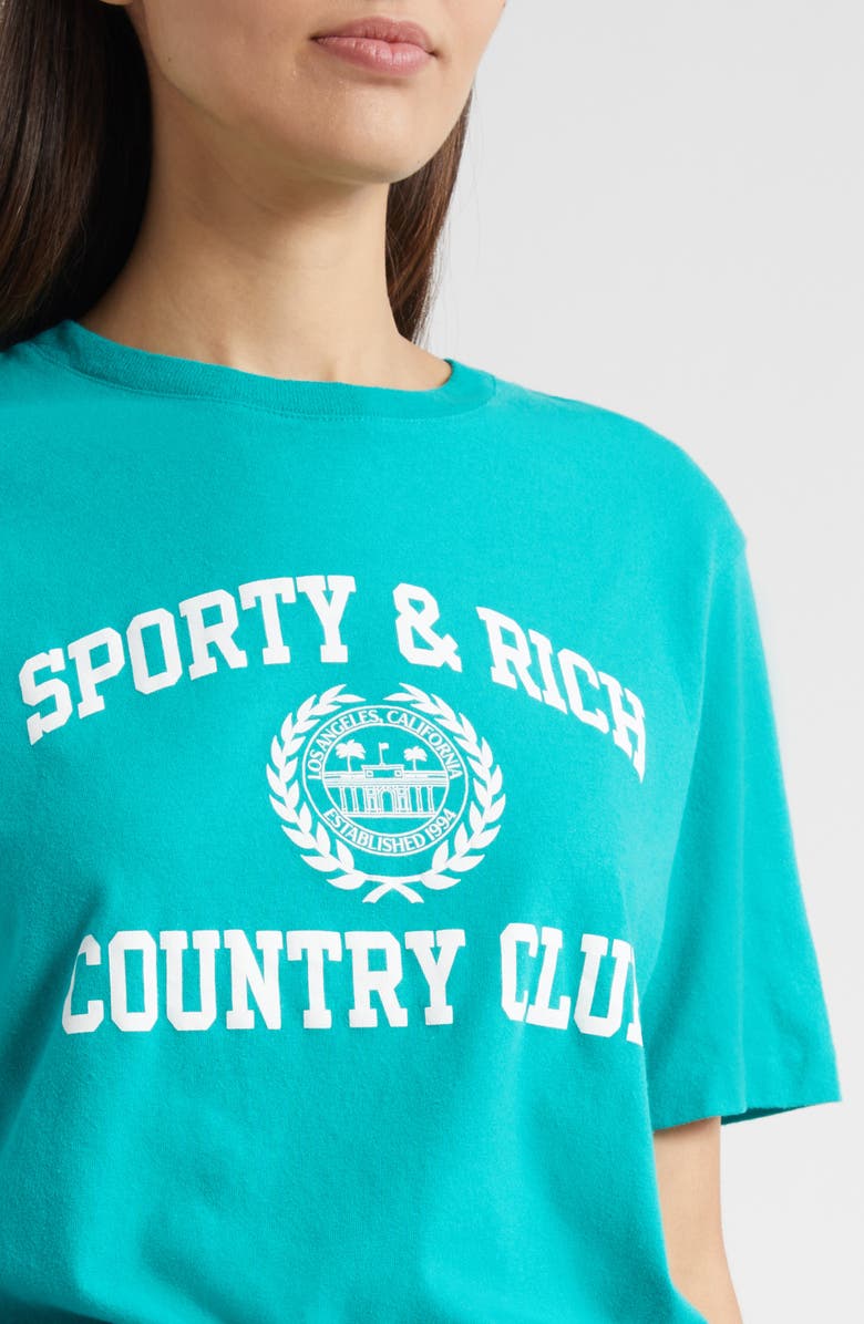 Sporty & Rich Varsity Crest Graphic T-Shirt, Alternate, color, Spring Green