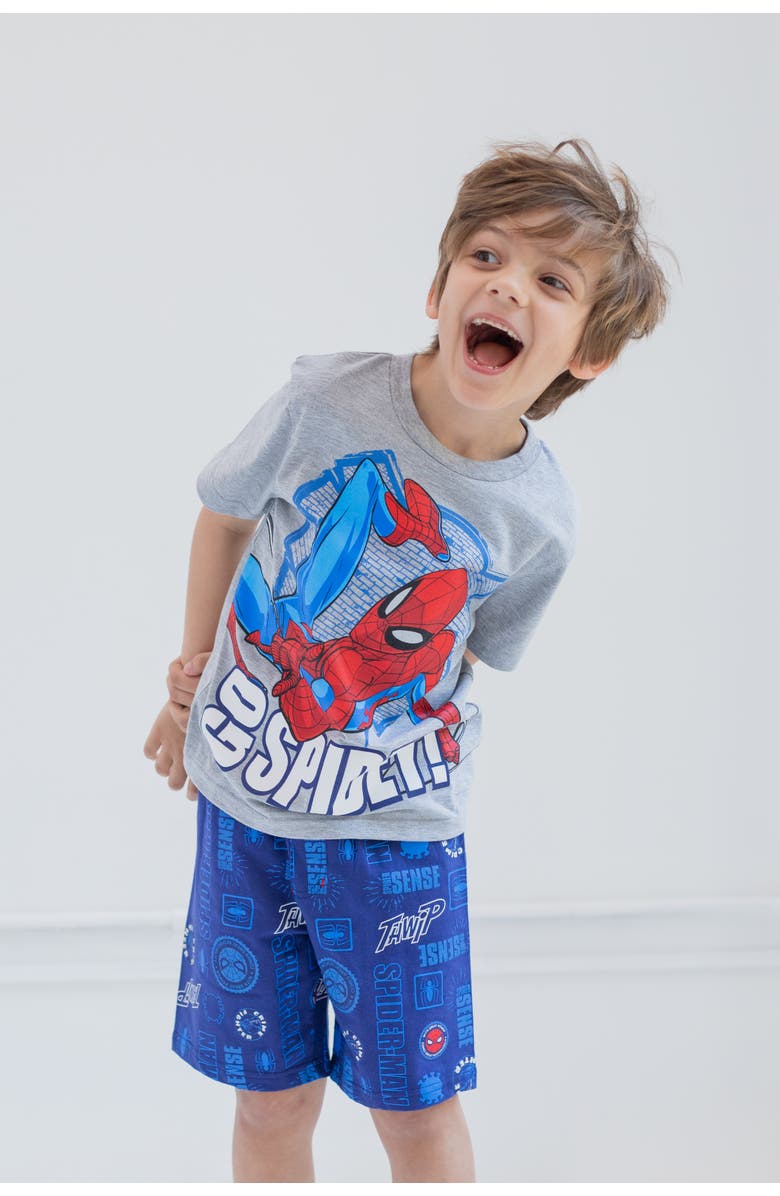 Marvel 2-Piece T-Shirt and Shorts Set, Alternate, color, Spider Man Grey Blue