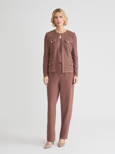 Tailored Tonal Striped Knit Jacket