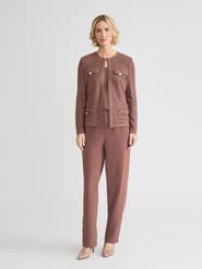 Misook Tailored Tonal Striped Knit Jacket