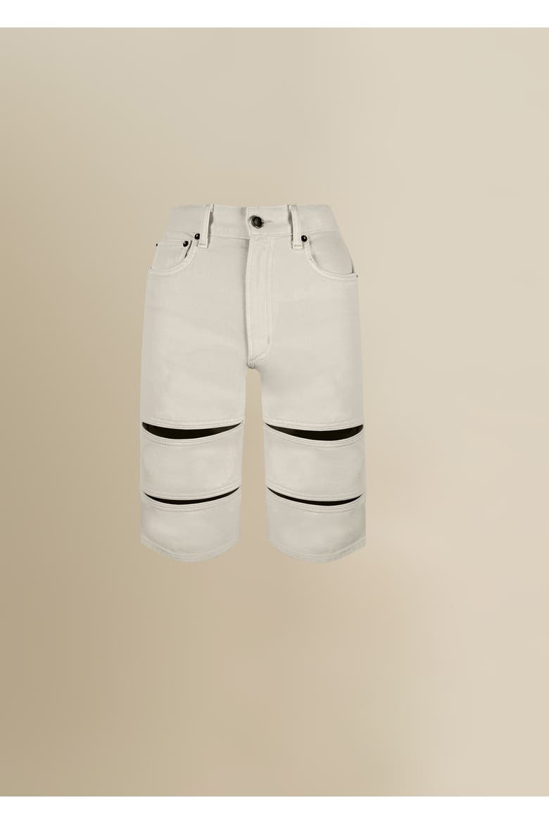 Arcana with Leather Trim Mid-Rise Slim Denim Jean Short, Main, color, Tofu Denim