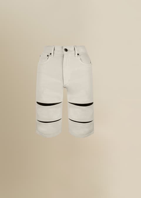 Arcana with Leather Trim Mid-Rise Slim Denim Jean Short