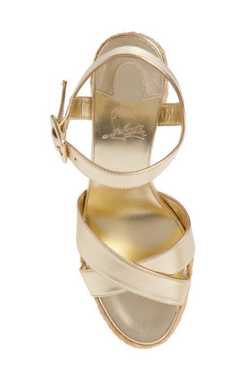 Christian Louboutin Super Calakala Metallic Red Sole Platform Espadrilles In Platine