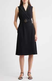 Vince Camuto Sleeveless Scuba Crepe Wrap Front Shirtdress