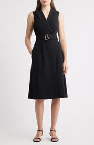 Vince Camuto Sleeveless Scuba Crepe Wrap Front Shirtdress